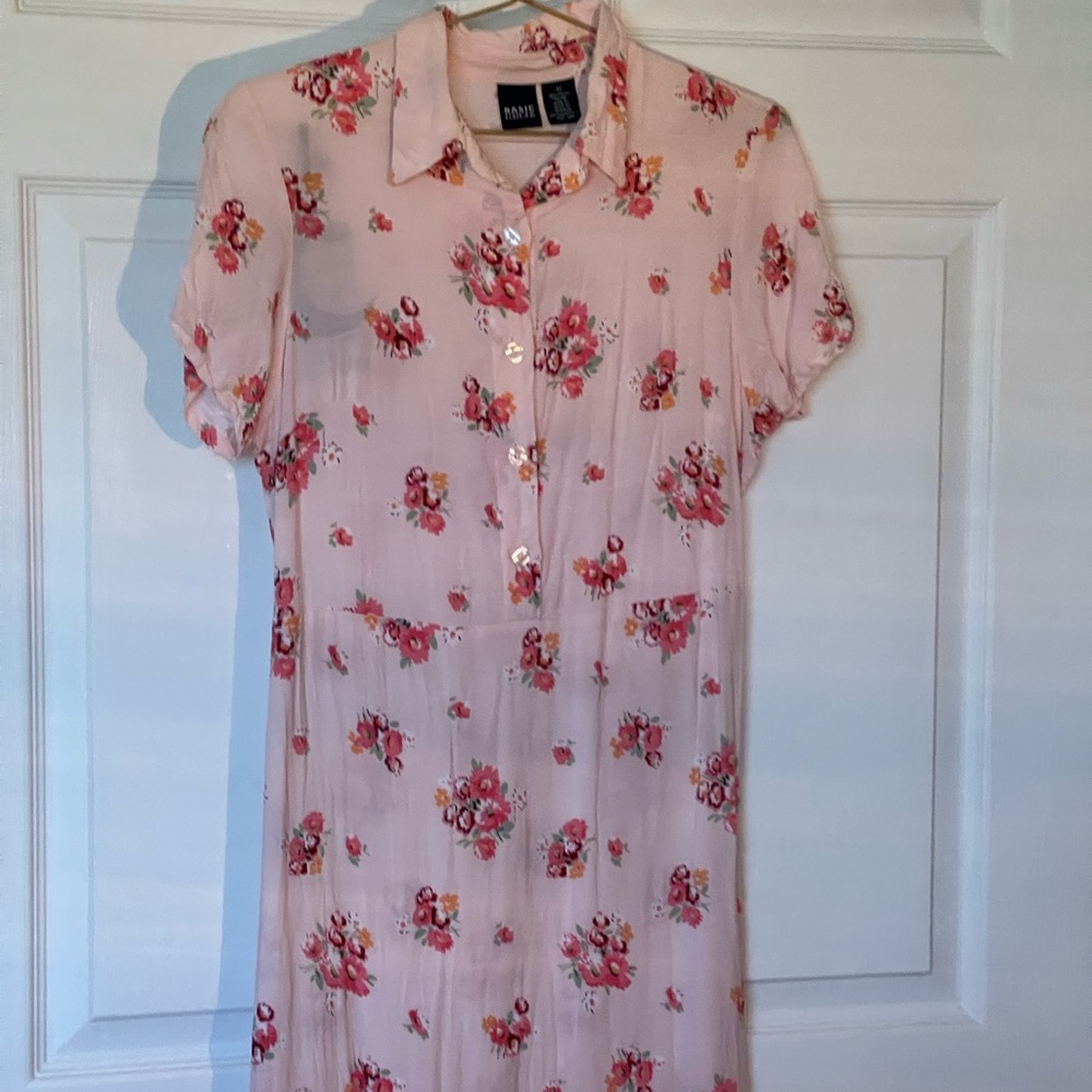 Vintage Y2K Floral Pink Button-Up maxi Dress 10